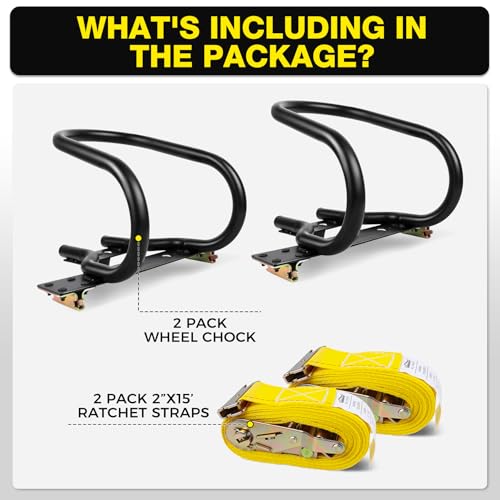 Autofonder 7" Motorcycle Wheel Chock Steel for E-Track System with 2”x15’ E Track Ratchet Straps(2 Pack Bundle) - image 8