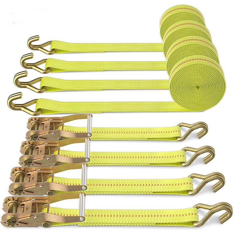 4 PACK Tie Down Straps Ratchet Straps Snap Hook Heavy Duty 10000 lbs for  Trailer