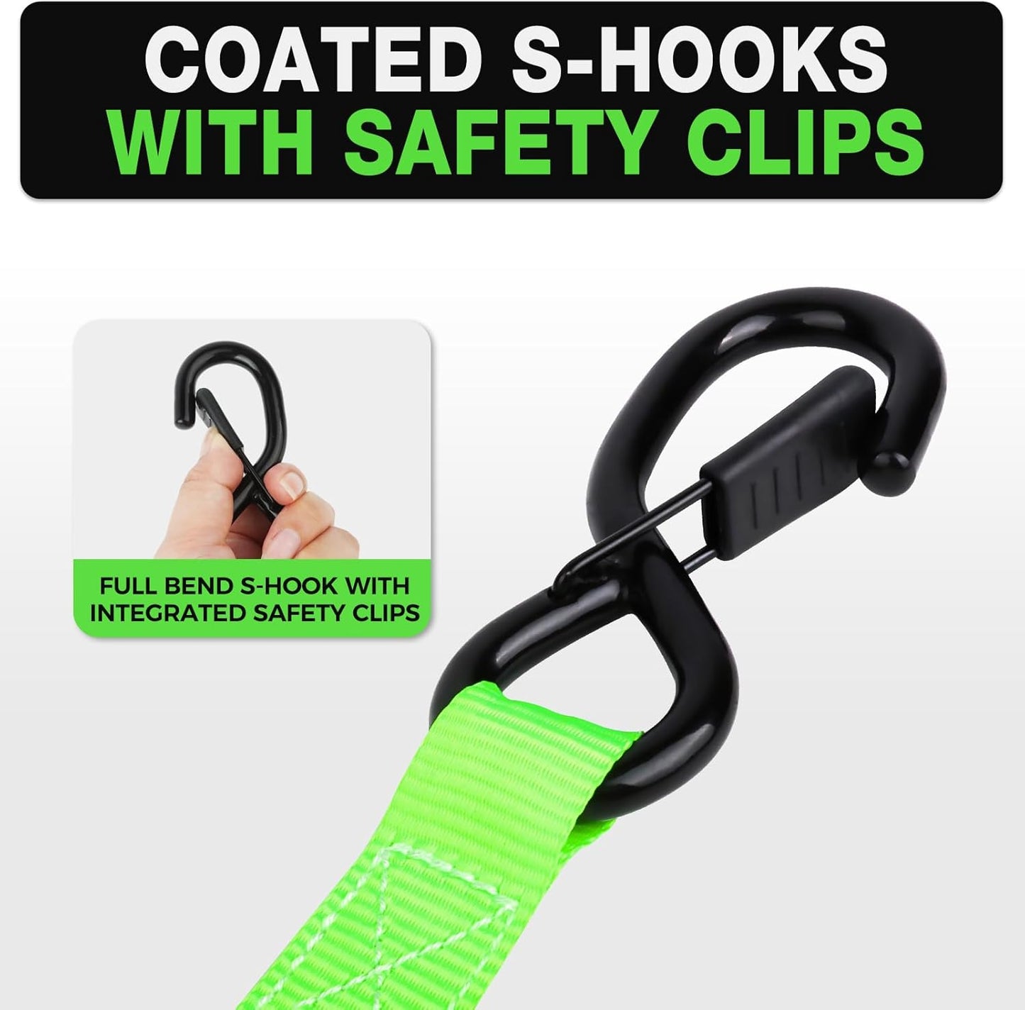 1 Inch x 12 Feet Retractable Ratchet Straps with Soft Loops