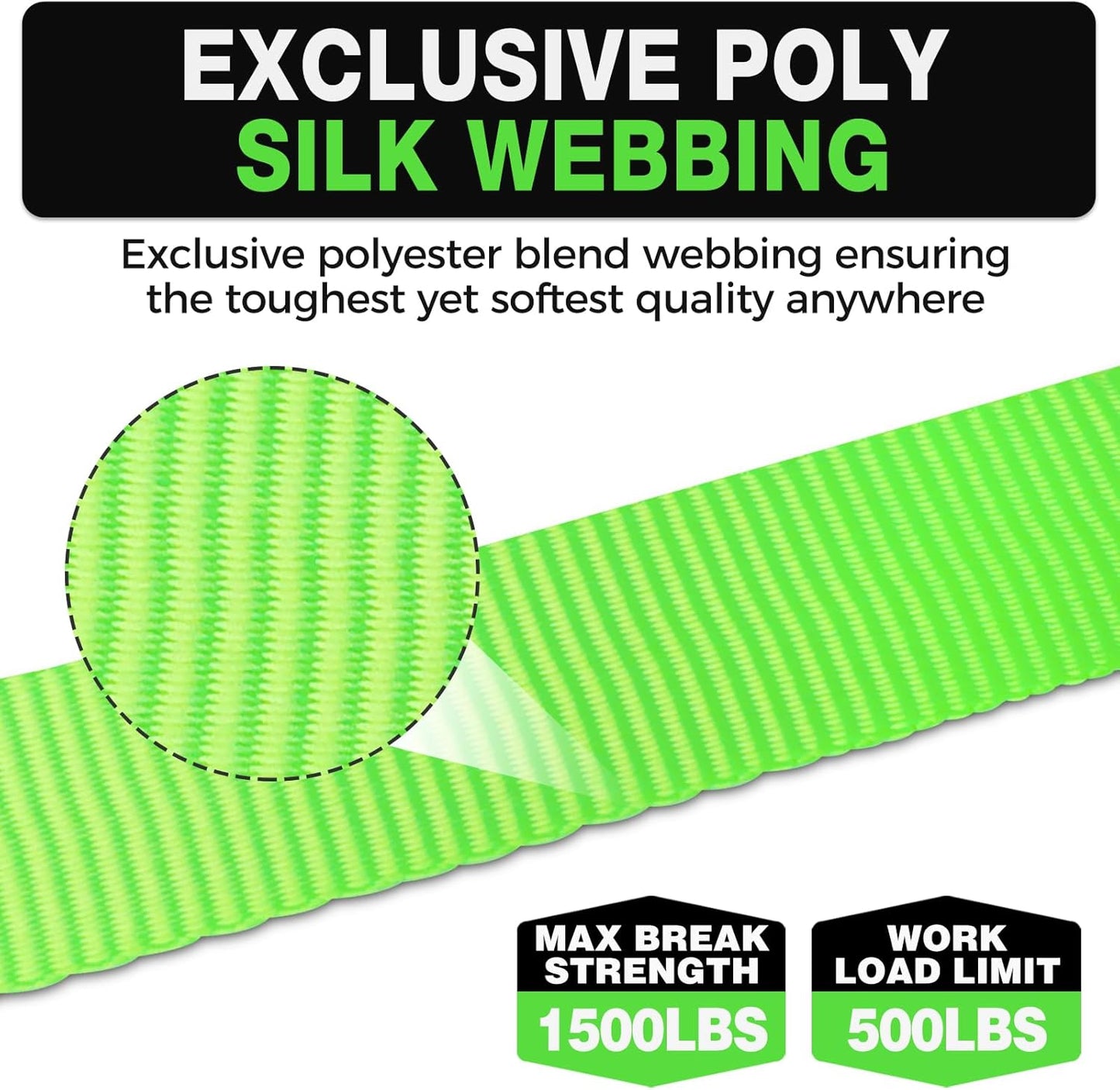 1 Inch x 12 Feet Retractable Ratchet Straps with Soft Loops