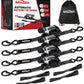 1 Inch x 12 Feet Retractable Ratchet Straps with Soft Loops