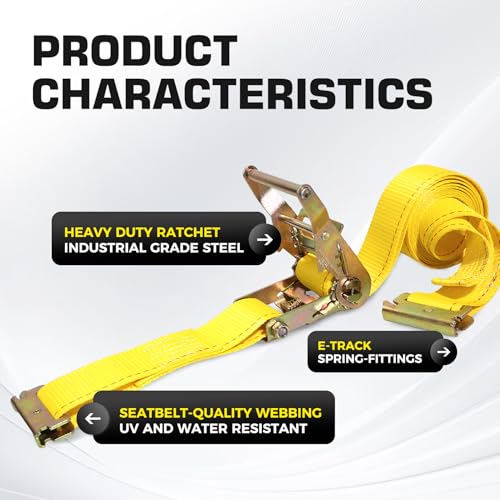 Autofonder 7" Motorcycle Wheel Chock Steel for E-Track System with 2”x15’ E Track Ratchet Straps(2 Pack Bundle) - image 7