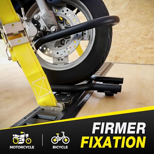 Autofonder 7" Motorcycle Wheel Chock Steel for E-Track System with 2”x15’ E Track Ratchet Straps(2 Pack Bundle) - image 4