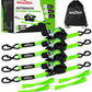 1 Inch x 12 Feet Retractable Ratchet Straps with Soft Loops