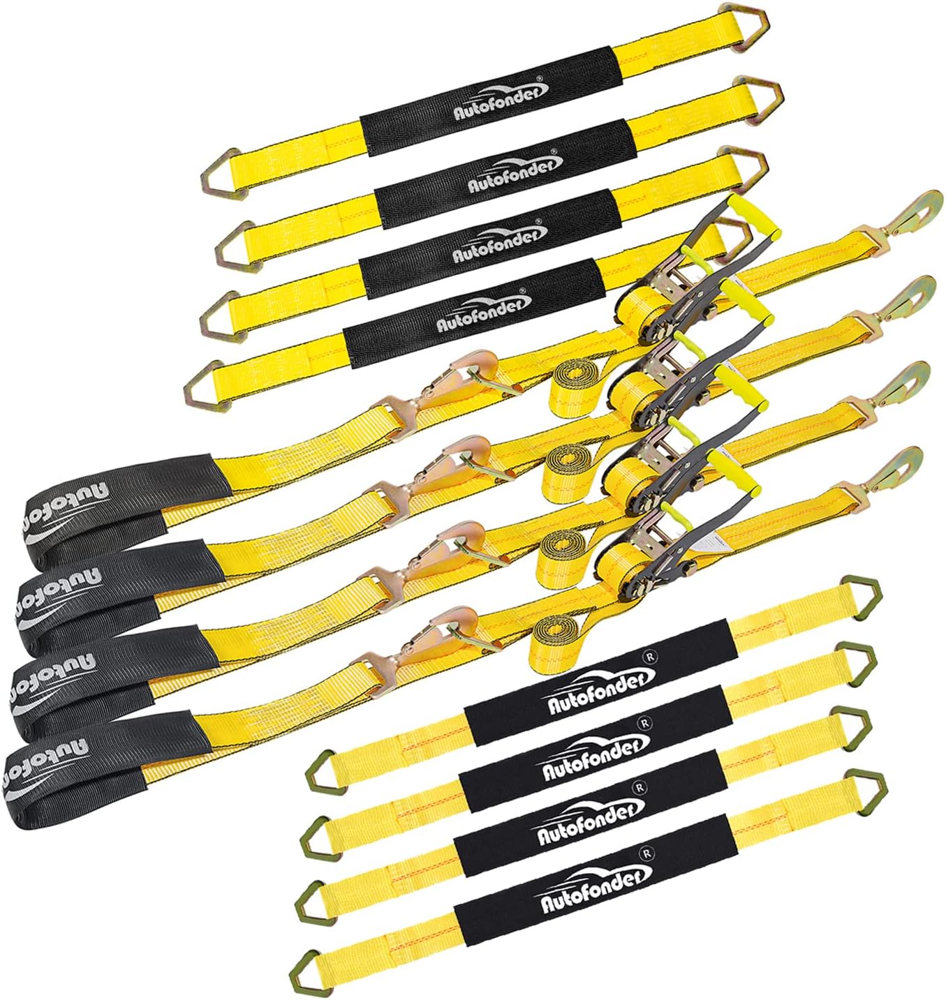 Axle Tie Down Straps with Snap Hooks 4 Pack