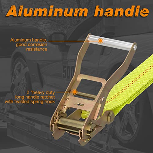 Car Hauler Tie Down Straps 2"x10ft with Flat Hook 4-Pack, 10,000lb – image 5