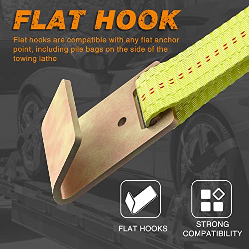 Car Hauler Tie Down Straps 2"x10ft with Flat Hook 4-Pack, 10,000lb – image 6