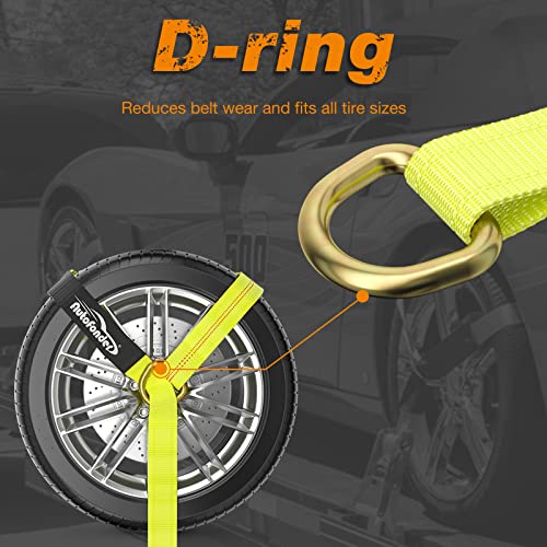 Car Hauler Tie Down Straps 2"x10ft with Flat Hook 4-Pack, 10,000lb – image 7
