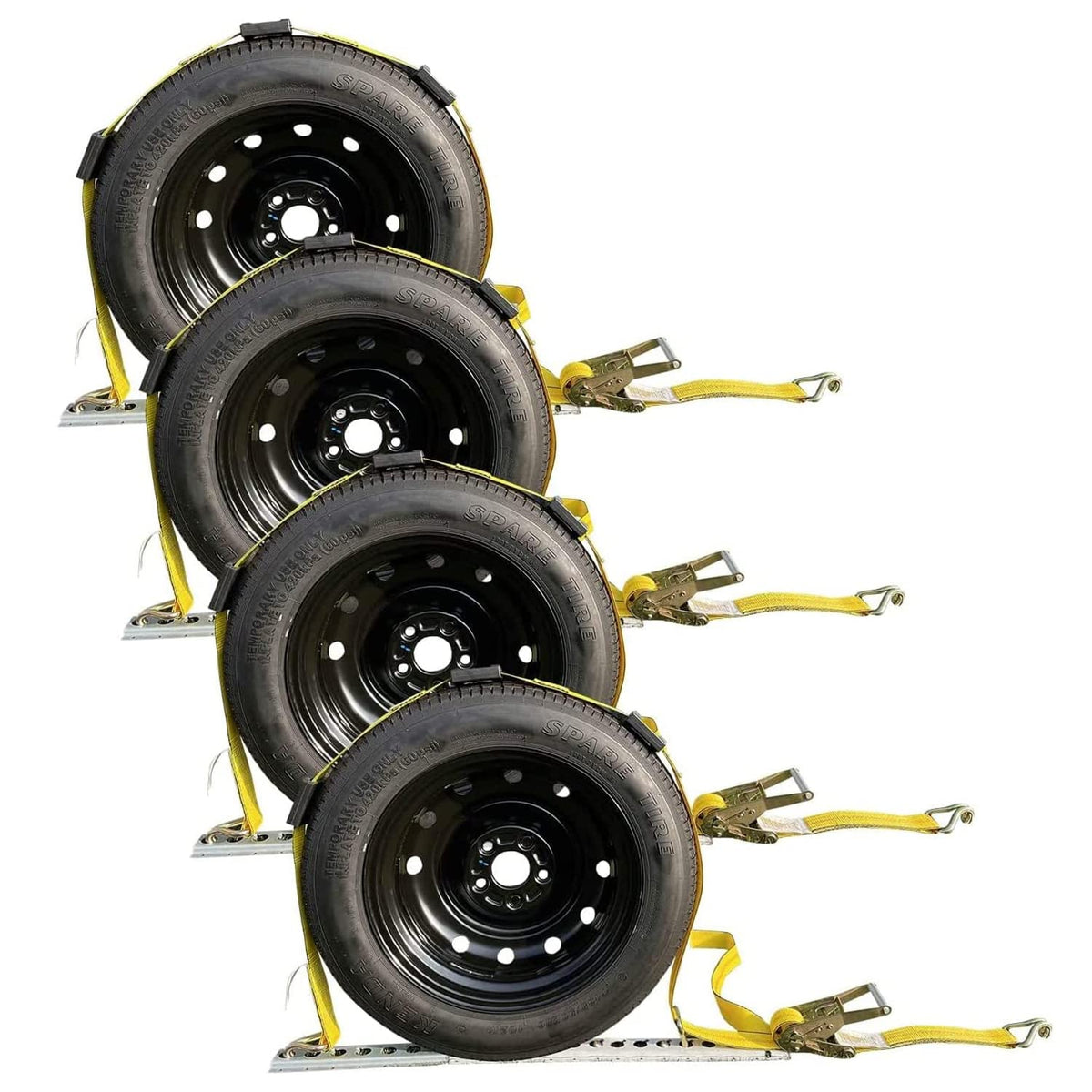 3-Point Car Hauler Straps 2"x10ft Over-the-Tire 4-Pack, 10,000lb – image 1