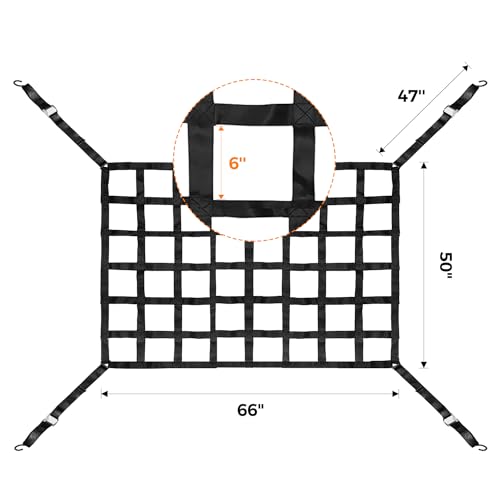 Cargo Net for Truck Bed 50"x66" with S-Hooks, 2" Wide Mesh – image 3