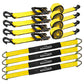 Car Tie Down Straps for Trailers 2"x10ft J-Hook with Safety Clips 4-Pack – image 1
