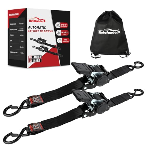 Retractable Ratchet Tie Down Straps 2"x10ft 2-Pack, 4,400lb Break Strength – image 2
