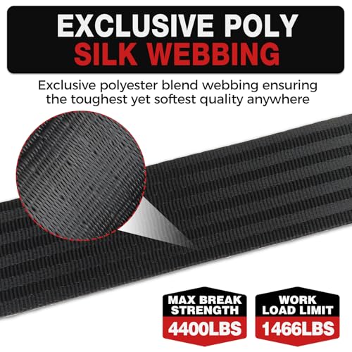 Retractable Ratchet Tie Down Straps 2"x10ft 2-Pack, 4,400lb Break Strength – image 4