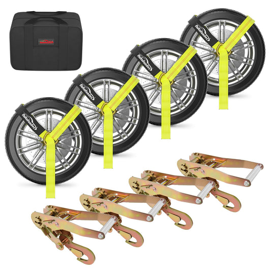 Tire Tie Down Straps 2"x10ft with Snap Hook 4-Pack, 10,000lb – image 1