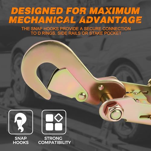 Tire Tie Down Straps 2"x10ft with Snap Hook 4-Pack, 10,000lb – image 5