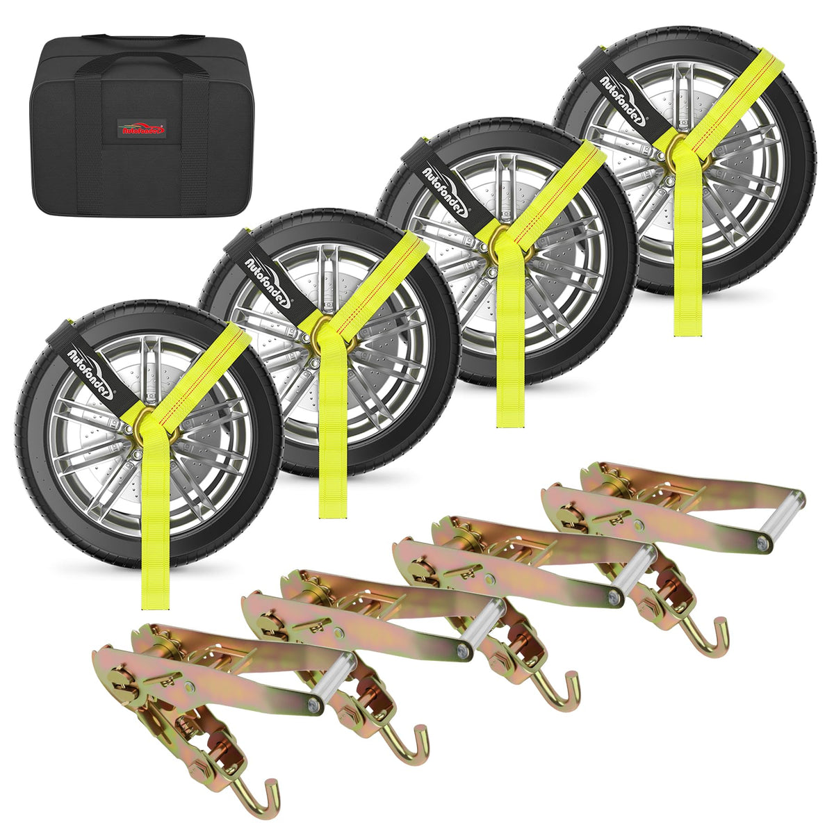 Tire Tie Down Straps 2"x10ft with Swivel J-Hook, 10,000lb – image 1