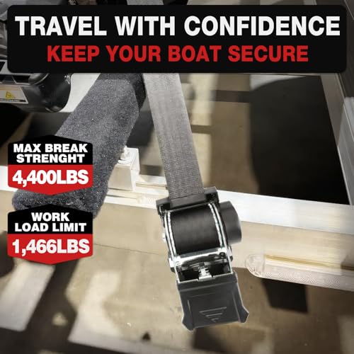 Retractable Boat Trailer Tie Down Straps 2"x6ft 2-Pack, 4,400lb Break Strength – image 3