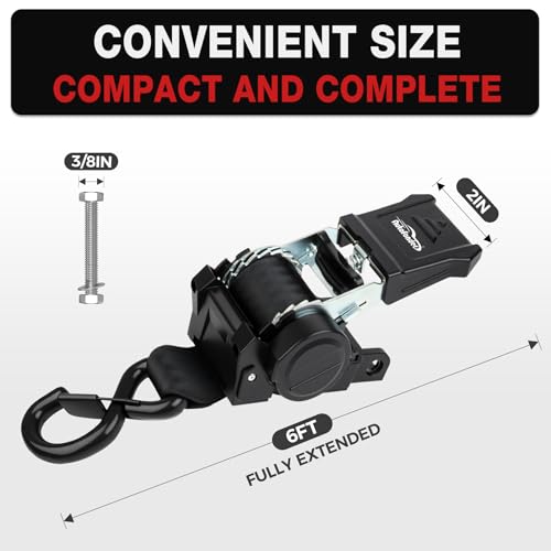 Retractable Boat Trailer Tie Down Straps 2"x6ft 2-Pack, 4,400lb Break Strength – image 4