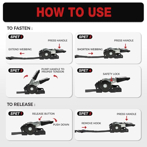 Retractable Boat Trailer Tie Down Straps 2"x6ft 2-Pack, 4,400lb Break Strength – image 7
