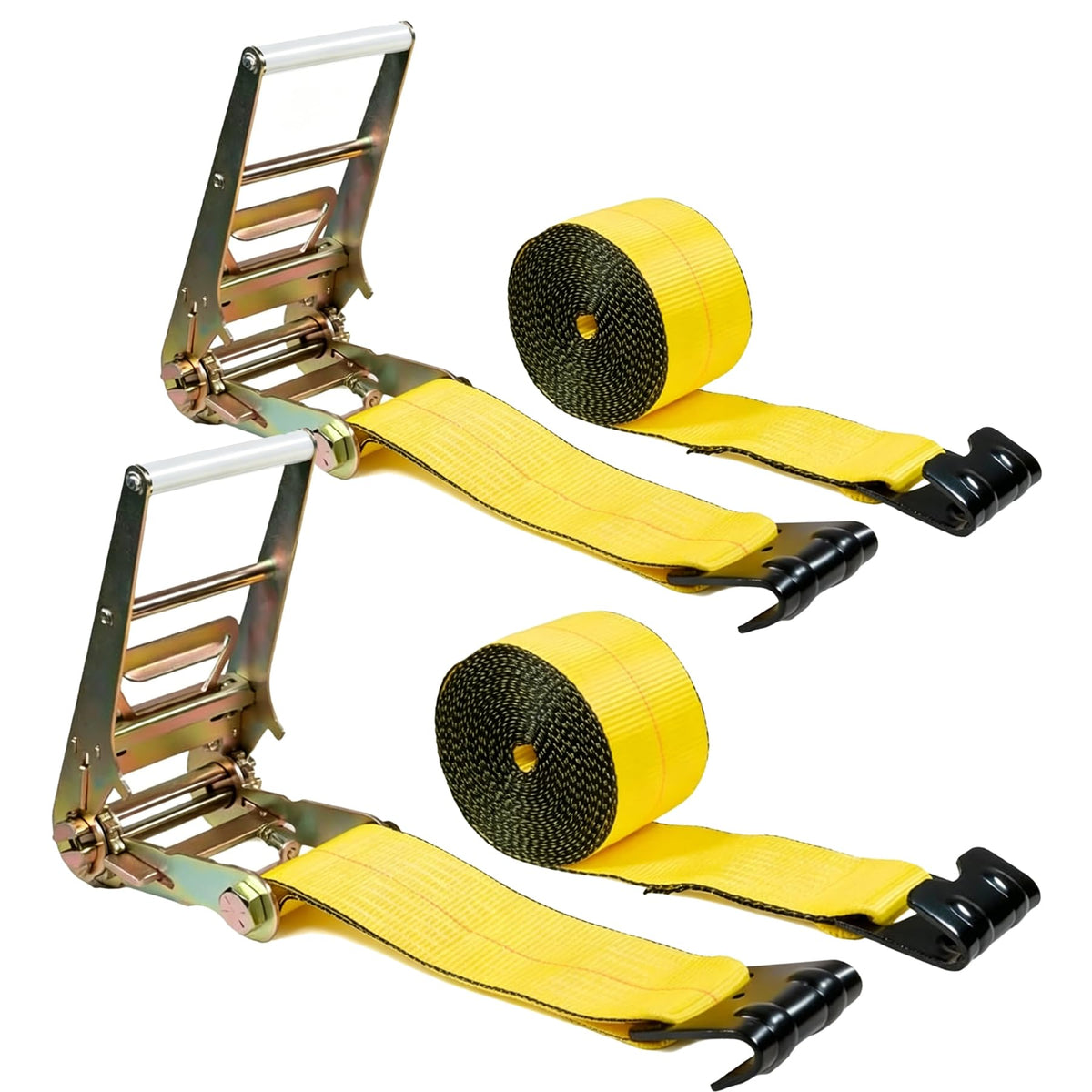 4"x30' Ratchet Tie Down Straps with Flat Hooks, 16,200lb Break Strength – image 1