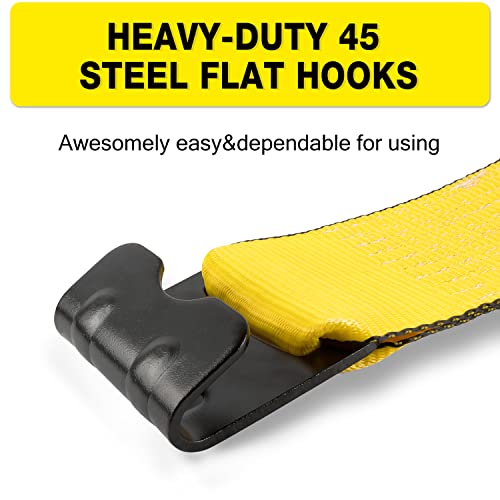 4"x30' Ratchet Tie Down Straps with Flat Hooks, 16,200lb Break Strength – image 6