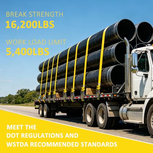4"x30' Ratchet Tie Down Straps with Flat Hooks, 16,200lb Break Strength – image 8