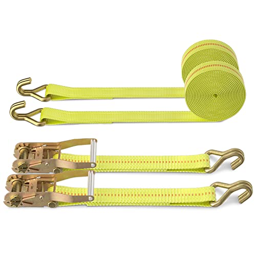 Autofonder Ratchet Tie Down Strapa 2-Pack 2in x 27ft with Double J Hooks – image 2