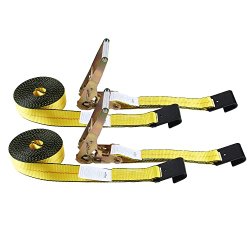 Autofonder Flat Hook Ratchet Straps 2in x 27ft, 3,333lb Working Load Limit – image 2