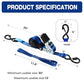 NeatStrap Ratchet Strap with Safety Lock Chromoly S Hooks-1,500lbs Break Strength-Motorcycle, Kayak Ratcheting Straps 1" x 15' Soft Loop Tie-Downs for Pickup Bed,Moving Truck,Trailer(4PK) – image 5
