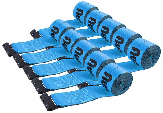Autofonder 4" x 30' Straps for Flatbed Trailers 10-Pack Heavy Duty, Blue – image 1