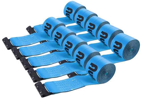 Autofonder 4" x 30' Straps for Flatbed Trailers 10-Pack Heavy Duty, Blue – image 2