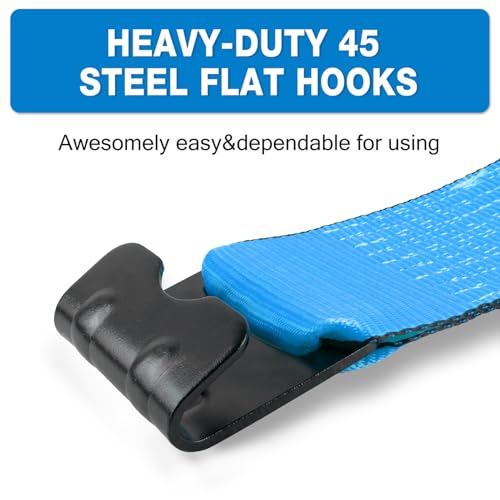 Autofonder 4" x 30' Straps for Flatbed Trailers 10-Pack Heavy Duty, Blue – image 6