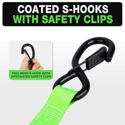 Autofonder Retractable Ratchet Straps (4-Pack) 1inx12ft Heavy Duty 1,500lb – image 5