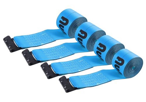 Autofonder Winch Straps Flat Hook 4" x 30' Blue 4-Pack 16,200lbs Blue – image 2