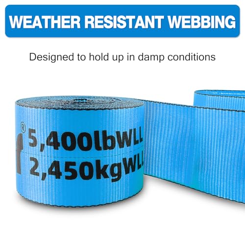 Autofonder Winch Straps Flat Hook 4" x 30' Blue 4-Pack 16,200lbs Blue – image 4