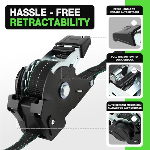 Autofonder Retractable Ratchet Straps Yarn-Dyed, Zero Color Transfer – image 5
