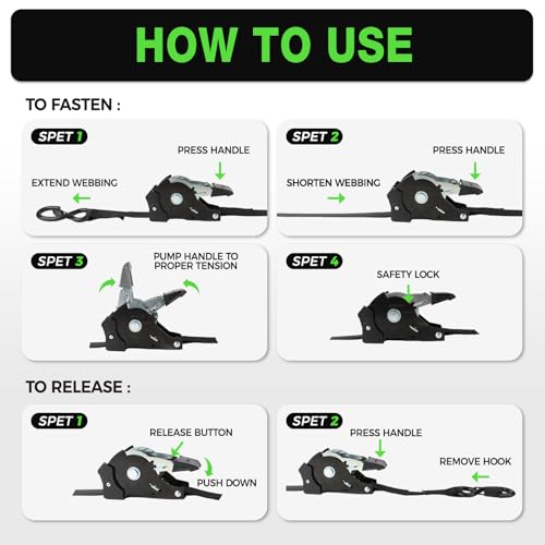 Autofonder Retractable Ratchet Straps Yarn-Dyed, Zero Color Transfer – image 7