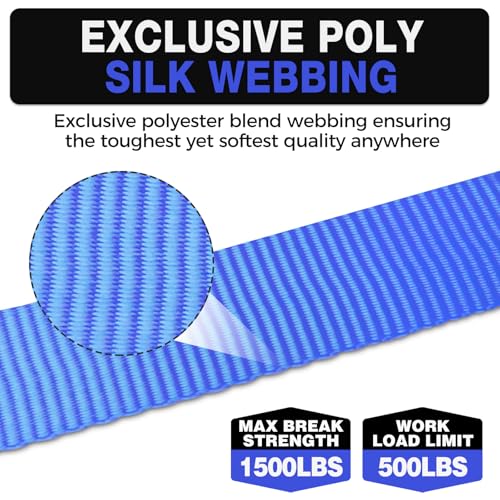 Autofonder Retractable Ratchet Straps (4 Pack) 1,500lb Heavy Duty 1inx12ft – image 6