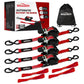 Autofonder Retractable Ratchet Straps (4 Pack) 1,500lb Heavy Duty 1inx12ft – image 1