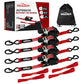 Autofonder Retractable Ratchet Straps (4 Pack) 1,500lb Heavy Duty 1inx12ft – image 2