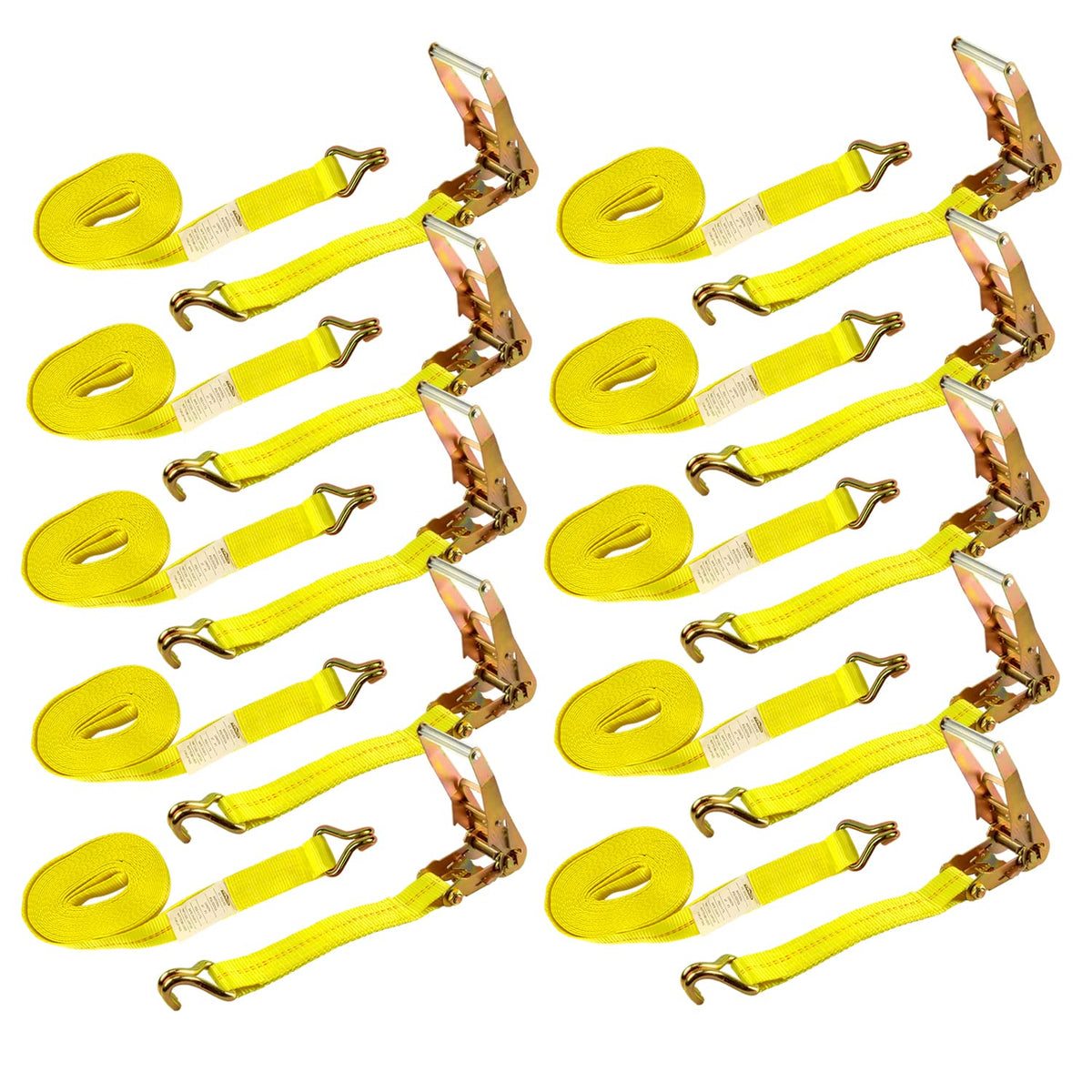 Autofonder Ratchet Tie Down Straps 10-Pack Heavy Duty 2" x 27' with J Hooks – image 1