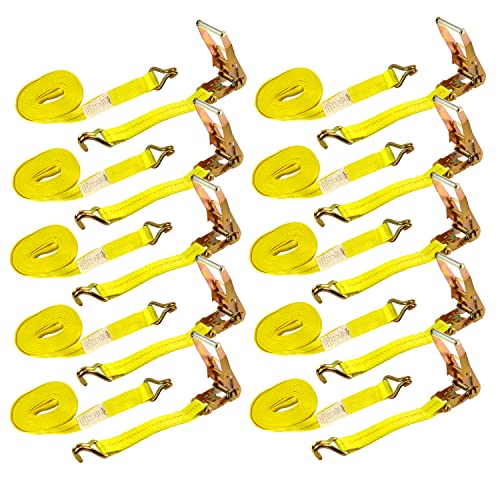 Autofonder Ratchet Tie Down Straps 10-Pack Heavy Duty 2" x 27' with J Hooks – image 2