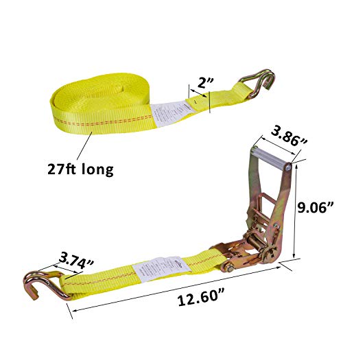 Autofonder Ratchet Tie Down Straps 10-Pack Heavy Duty 2" x 27' with J Hooks – image 3