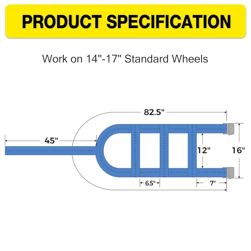 Autofonder 2Pc Tow Dolly Basket Straps with Flat Hook for 14"-17" Tires -10,000 lbs Breaking Strength Tire Bonnet&Tire Net -2” Over Wheel Car Basket Tie Down Straps with Carrying Bag（Blue） – image 4