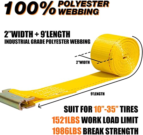 Autofonder Wheel Chock Tie Down Kit 4Pack 4500LBS Break Strength – image 3