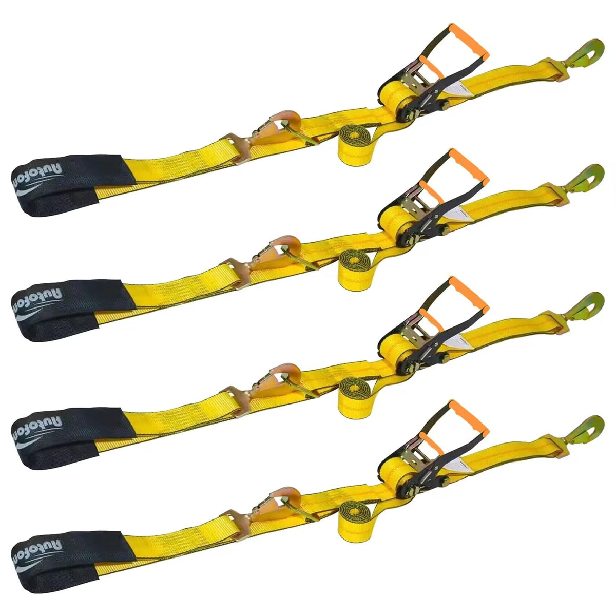 Autofonder Car Hauler Tie Down Straps 4-Pack, 2" x 114" with Snap Hooks – image 1