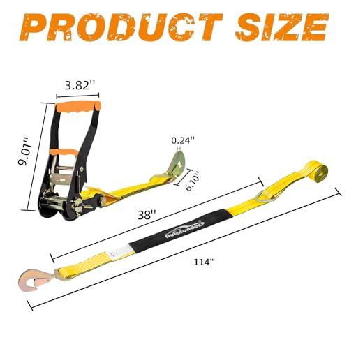 Autofonder Car Hauler Tie Down Straps 4-Pack, 2" x 114" with Snap Hooks – image 4