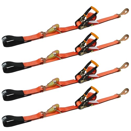 Autofonder Axle Tie-Down Straps 4-Pack, 2" x 114" with Spring Snap Hooks – image 1