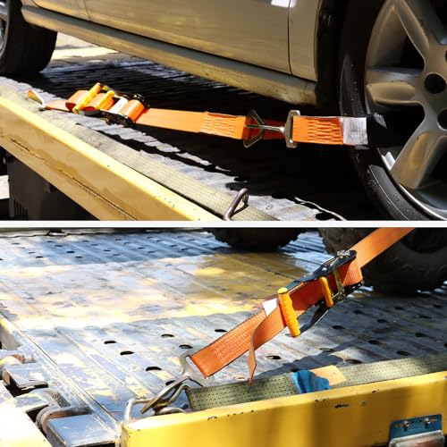 Autofonder Axle Tie-Down Straps 4-Pack, 2" x 114" with Spring Snap Hooks – image 2