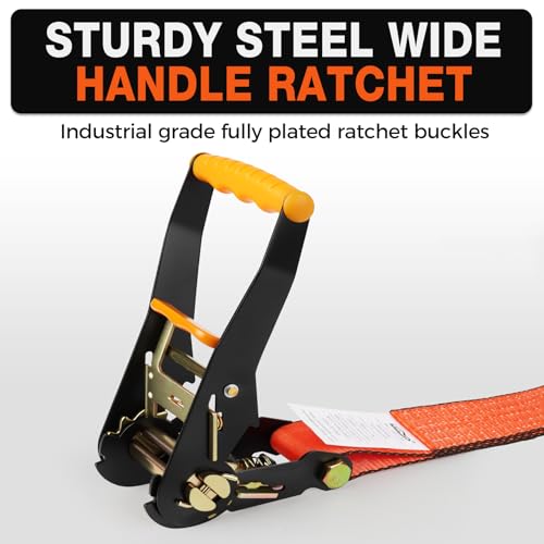 Autofonder Axle Tie-Down Straps 4-Pack, 2" x 114" with Spring Snap Hooks – image 4